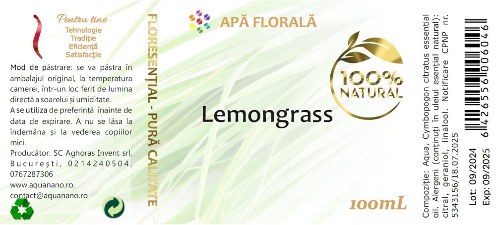 Apă florală de Lemongrass (Cymbopogon citratus) - imagine 3