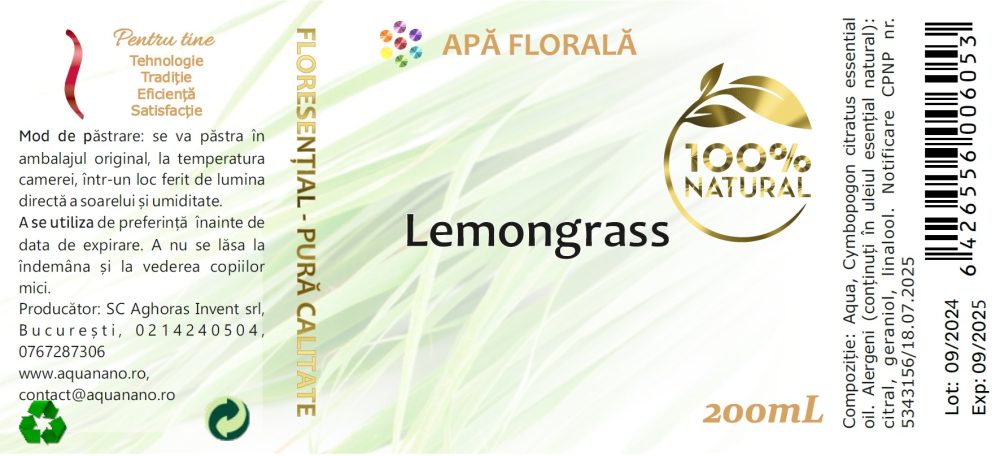 Apă florală de Lemongrass (Cymbopogon citratus) - imagine 2