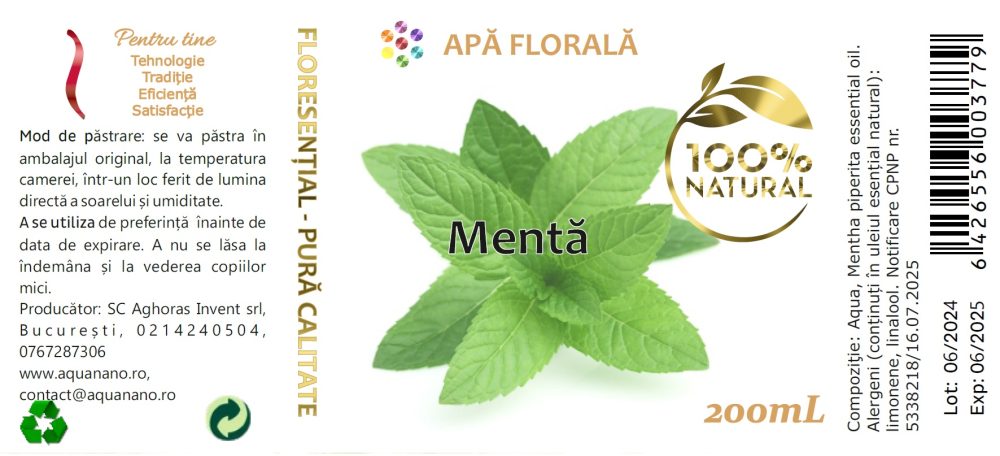 Apă florală de Mentă (Mentha piperita) - imagine 2