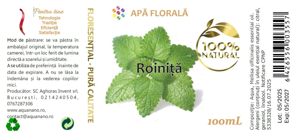 Apă florală de Roiniță (Melissa officinalis) - imagine 3