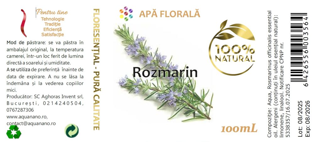Apă florală de Rozmarin (Rosmarinus officinalis) - imagine 3