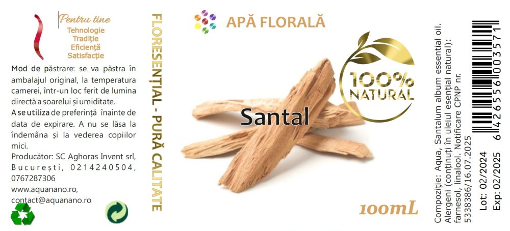 Apă florală de Santal (Santalum album) - imagine 3
