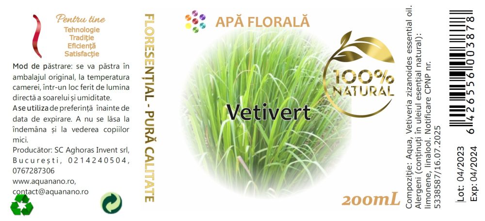 Apă florală de Vetivert (Chrysopogon zizanioides) - imagine 2