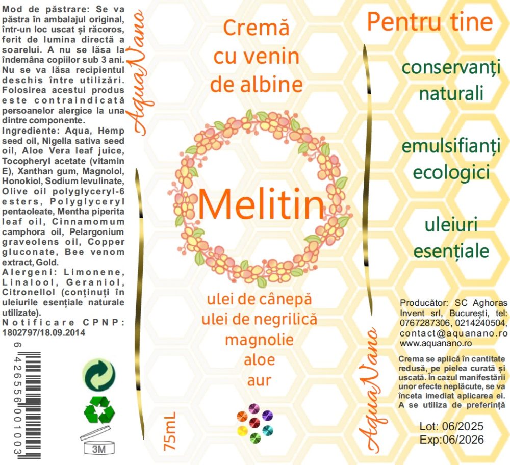 Melitin, cremă cu venin de albine, 75 ml. - imagine 2