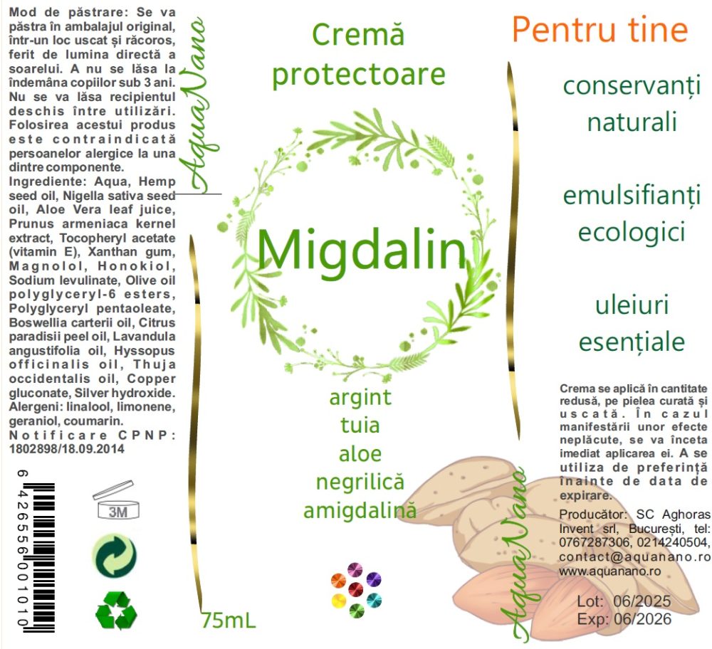 Migdalin, cremă cu amigdalină și argint, 75 ml. - imagine 2