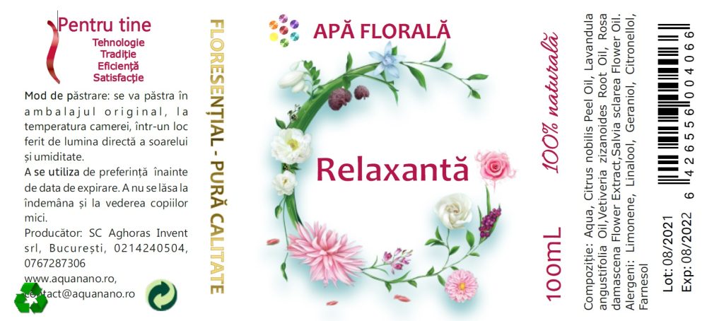 Apă florală relaxantă, regeneratoare, 100ml - imagine 2