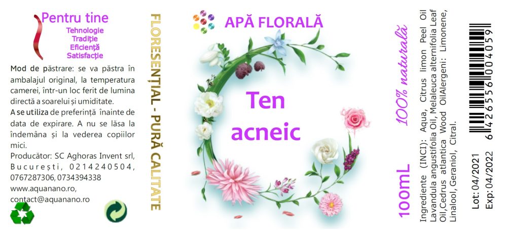 Apă florală pentru ten acneic, 100ml - imagine 2