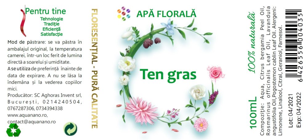 Apă florală pentru ten gras, 100ml - imagine 2