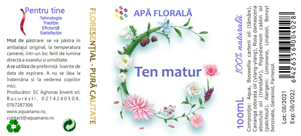 Apă florală pentru ten matur, 100ml - imagine 2