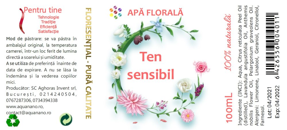 Apă florală pentru ten sensibil, 100ml - imagine 2