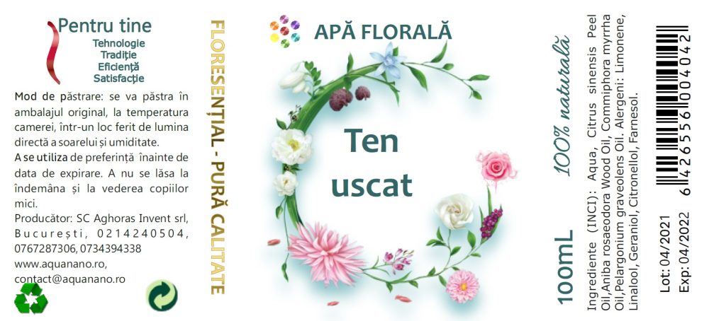 Apă florală pentru ten uscat, 100ml - imagine 2