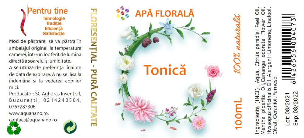 Apă florală tonică, reîmprospătătoare, 100ml - imagine 2