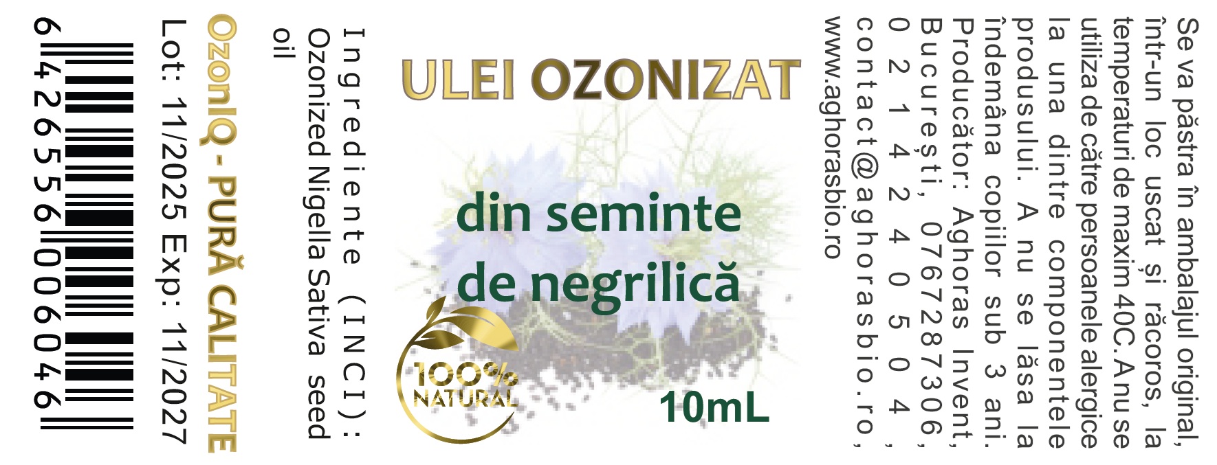 Ulei ozonizat din semințe de negrilică, OzonIQ, 10/100mL - imagine 4