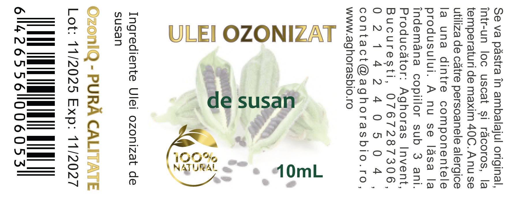 Ulei ozonizat de susan, OzonIQ, 10/100mL - imagine 3