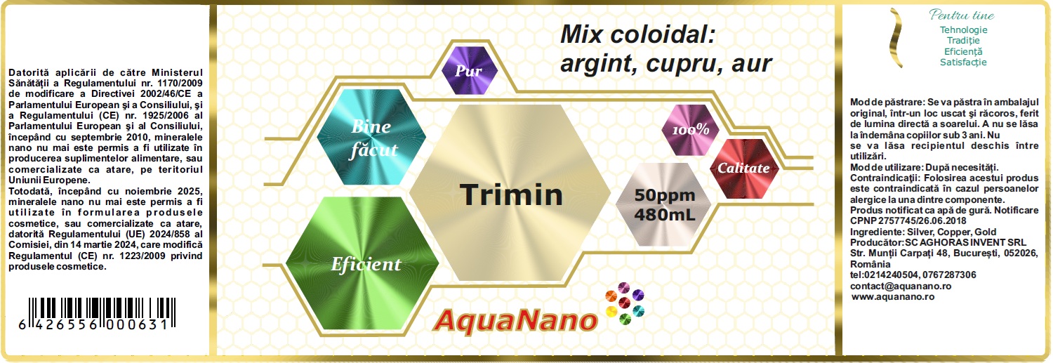 TriMin, mix de argint, aur și cupru coloidal, 50ppm - imagine 2