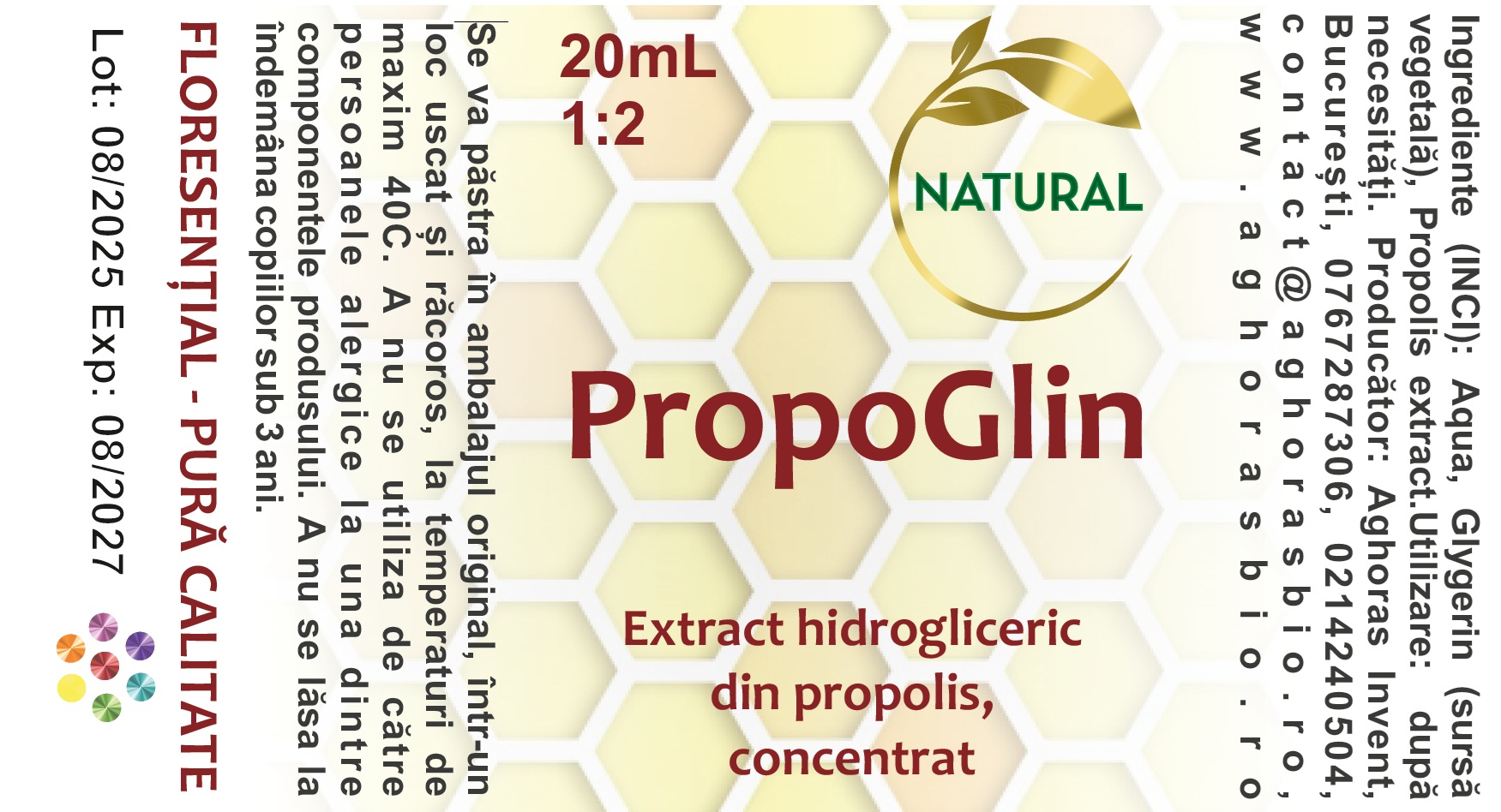 Extract concentrat din propolis, în glicerină,1:2, 20ml - imagine 2