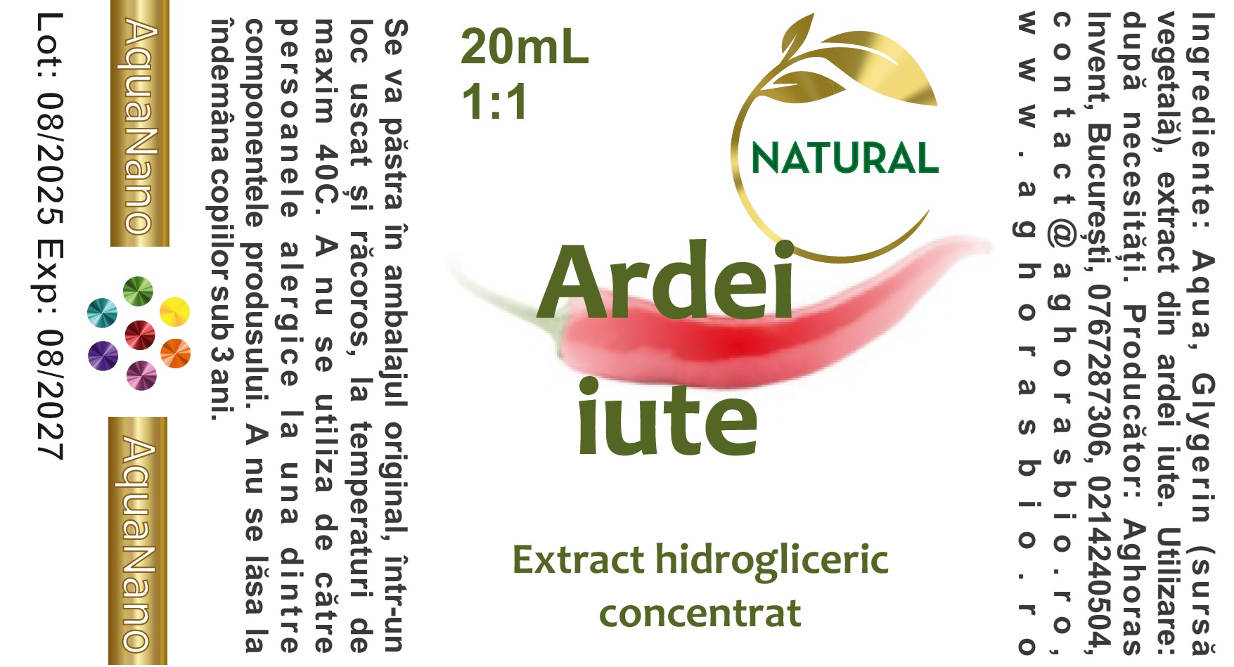 Extract concentrat din ardei iute, în glicerină,1:1, 20ml - imagine 2