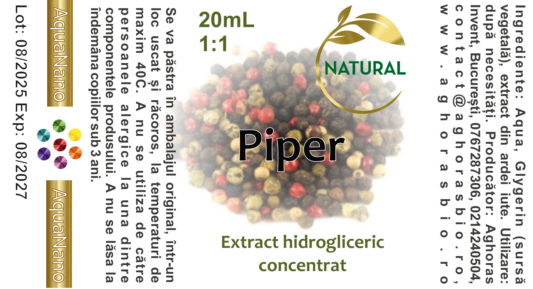 Extract concentrat din piper, în glicerină,1:1, 20ml - imagine 2