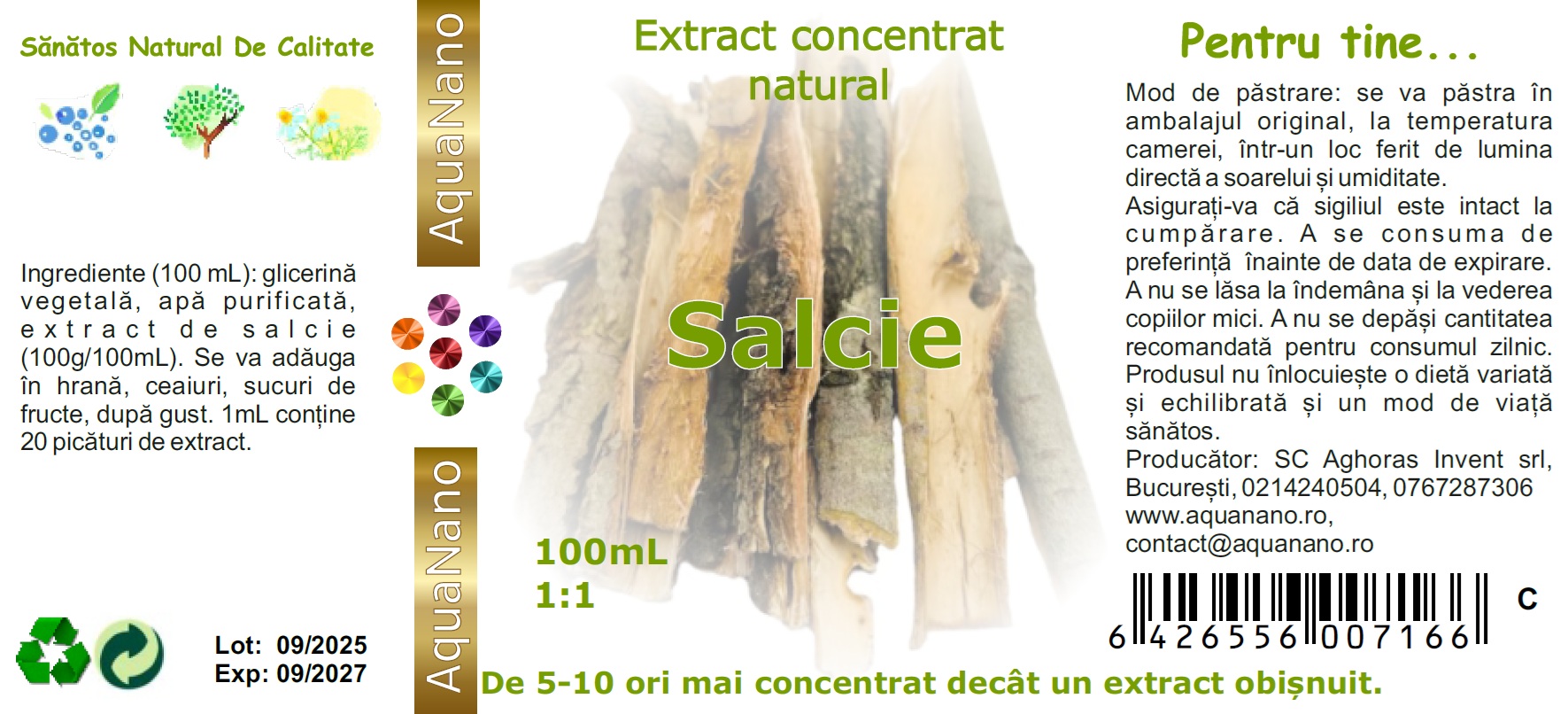 Extract concentrat de salcie în glicerină, 1:1, 100mL - imagine 3