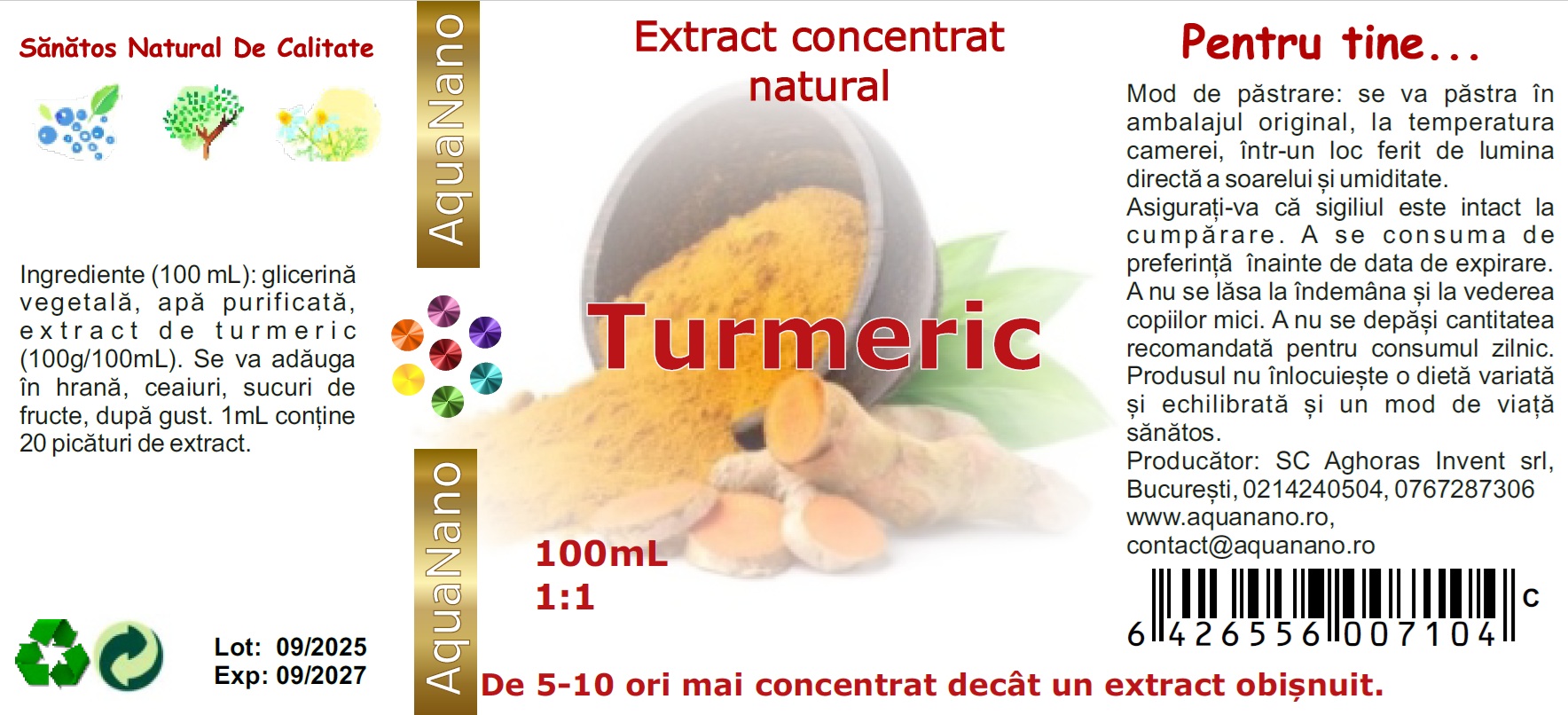 Extract concentrat de turmeric în glicerină, 1:1, 100mL - imagine 3