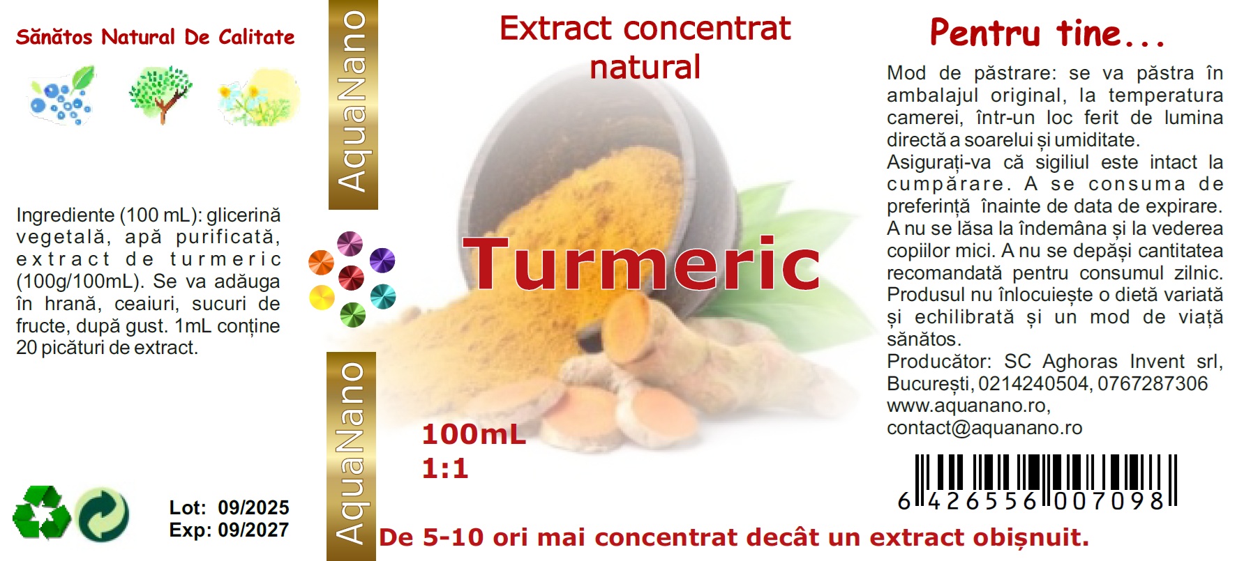 Extract concentrat de turmeric în glicerină, 1:1, 100mL - imagine 4