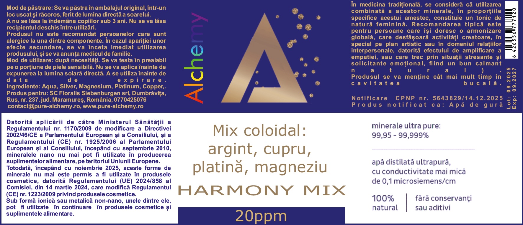 Harmony Mix, Pure Alchemy, sinergie de argint, magneziu și cupru coloidal, 20ppm, 480mL - imagine 2