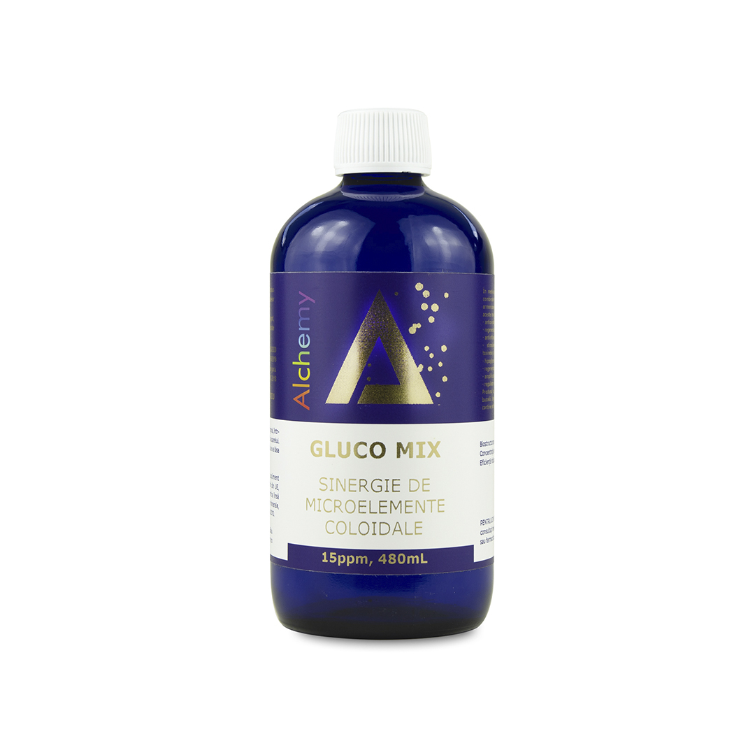 Gluco Mix, Pure Alchemy, sinergie de aur, argint, crom și vanadiu coloidal, 15ppm, 480mL