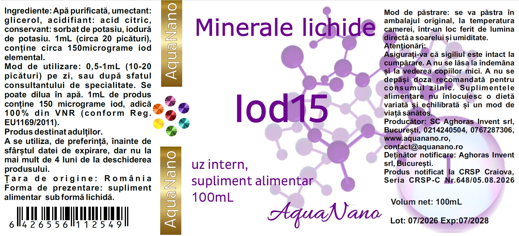 AquaNano - Iod15, iod lichid, 100mL - imagine 2